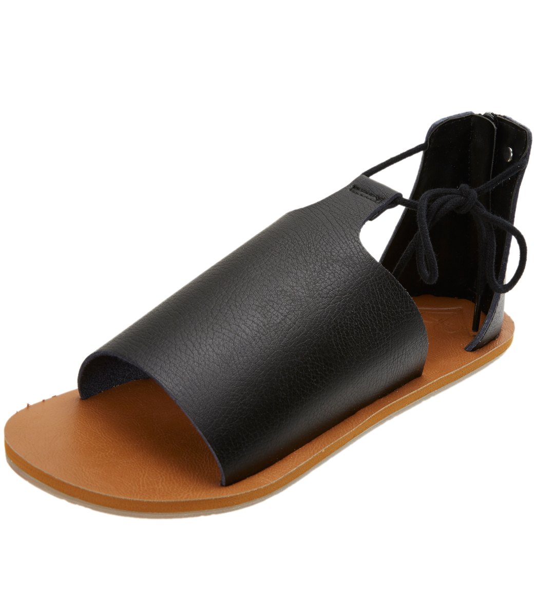 Roxy Women's Katya Side Tie Sandals - Black 6 - Swimoutlet.com