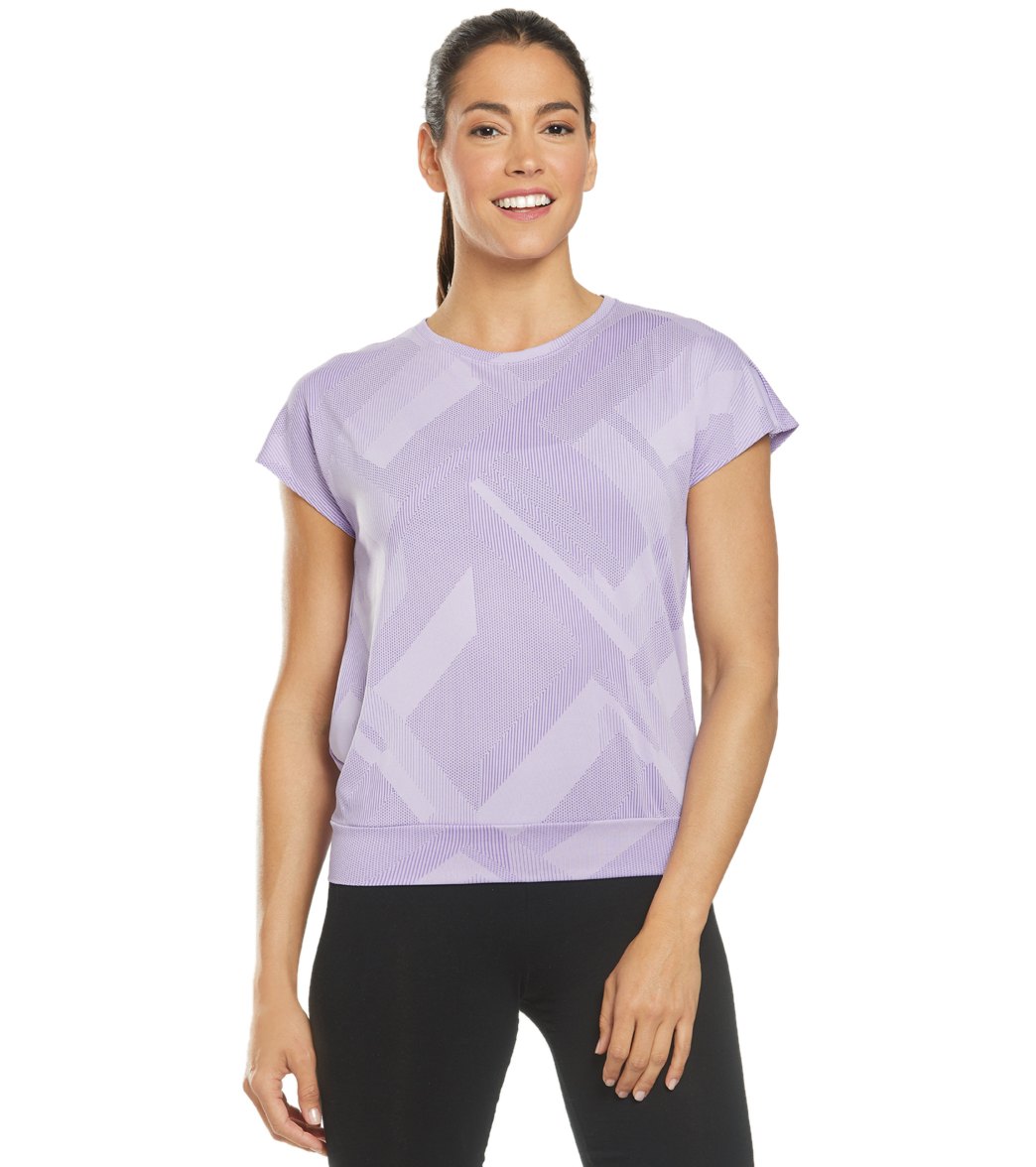 Brooks Women's Array Short Sleeve - Lilac Eclipse Large Polyester - Swimoutlet.com