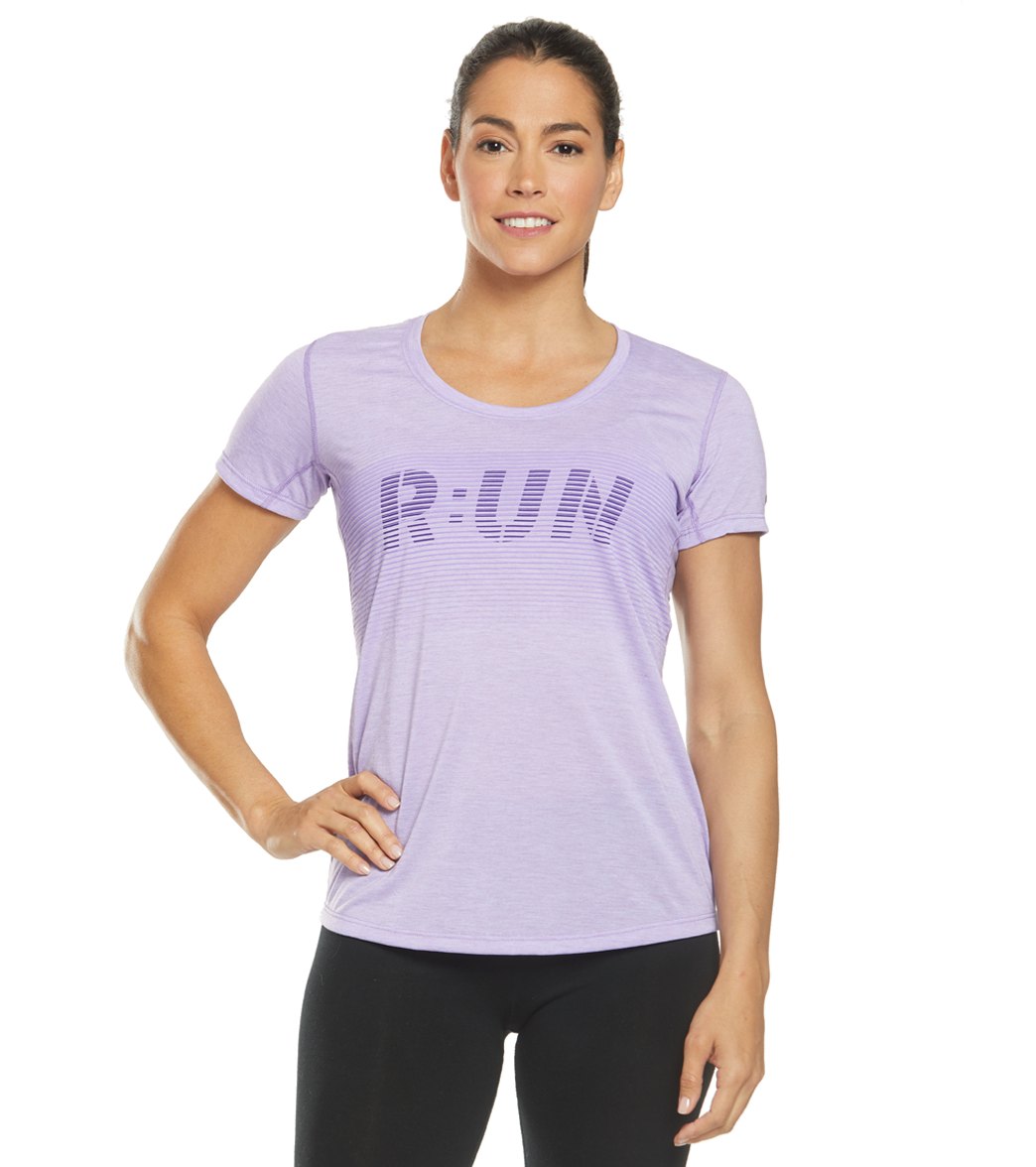 Brooks Women's Distance Graphic Tee Shirt - Heather Lilac Large - Swimoutlet.com