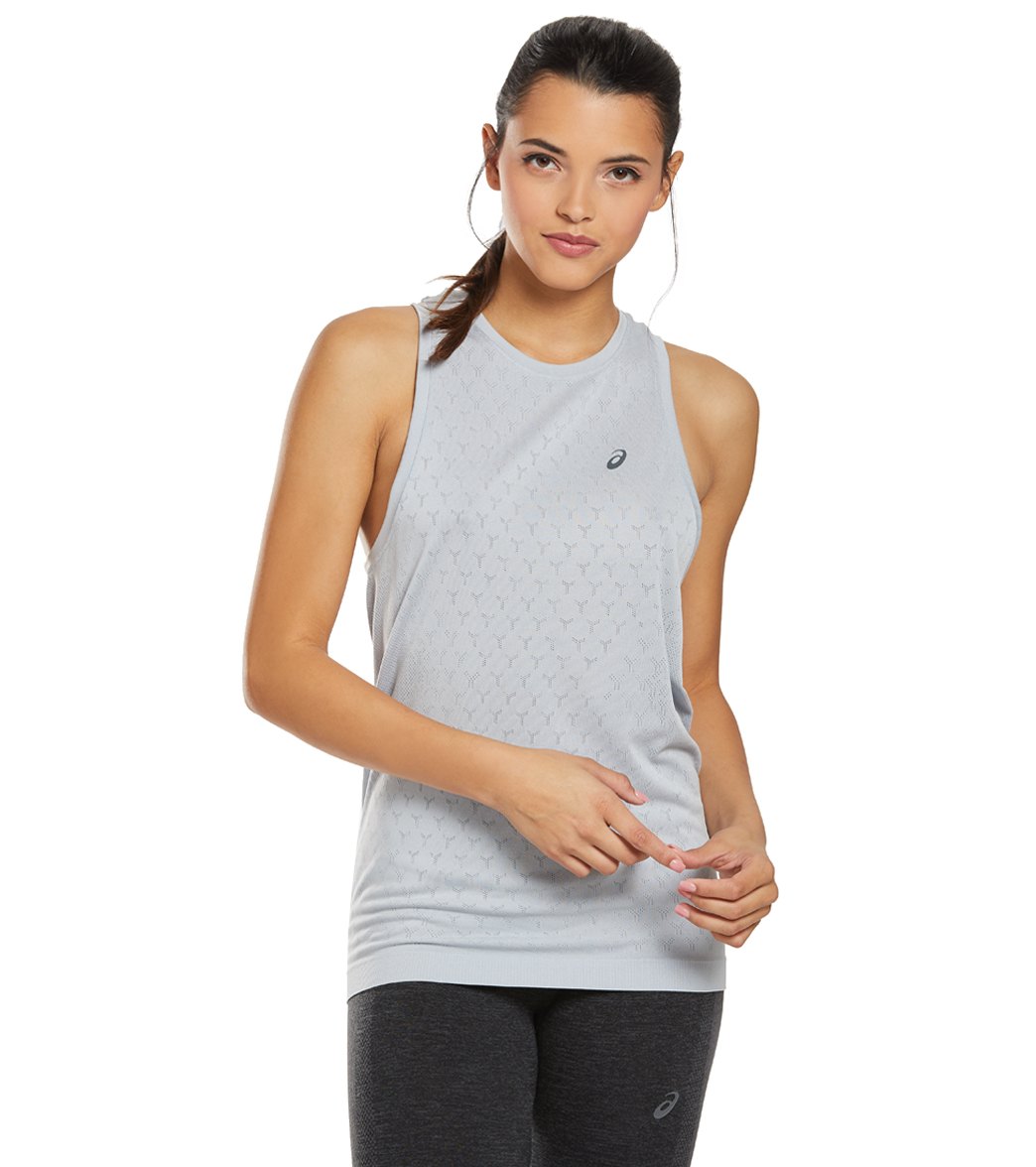 Asics women's gel cool sleeveless - mid grey large - swimoutlet.com