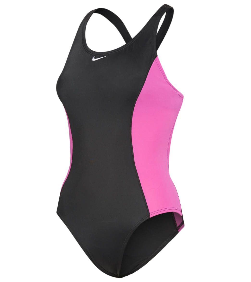 Nike Women's Color Surge Powerback Chlorine Resistant One Piece Swimsuit - Fire Pink Small Size Small - Swimoutlet.com