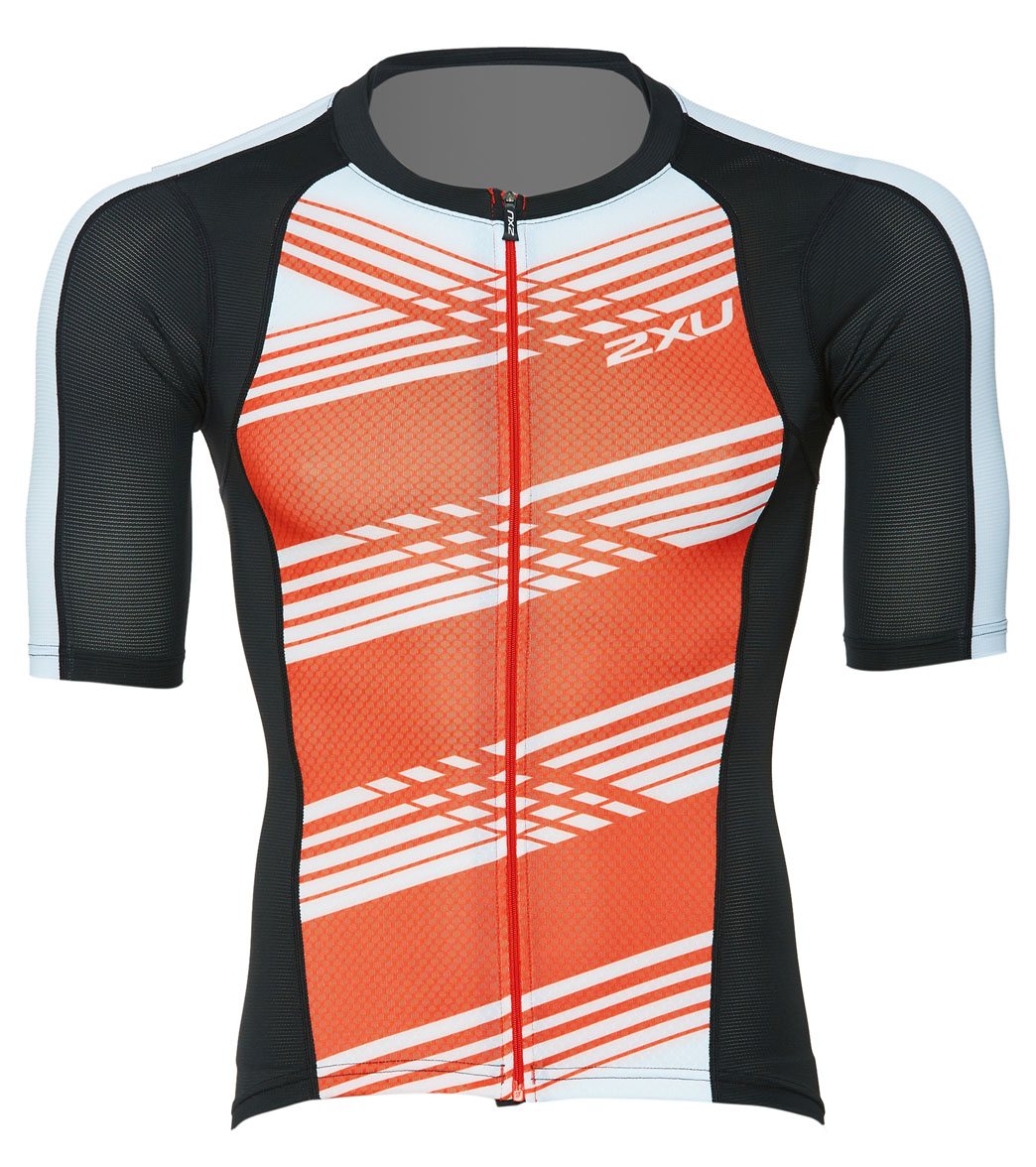 2Xu Men's Compression Sleeved Tri Top - Black/White Flame Lines Xl - Swimoutlet.com