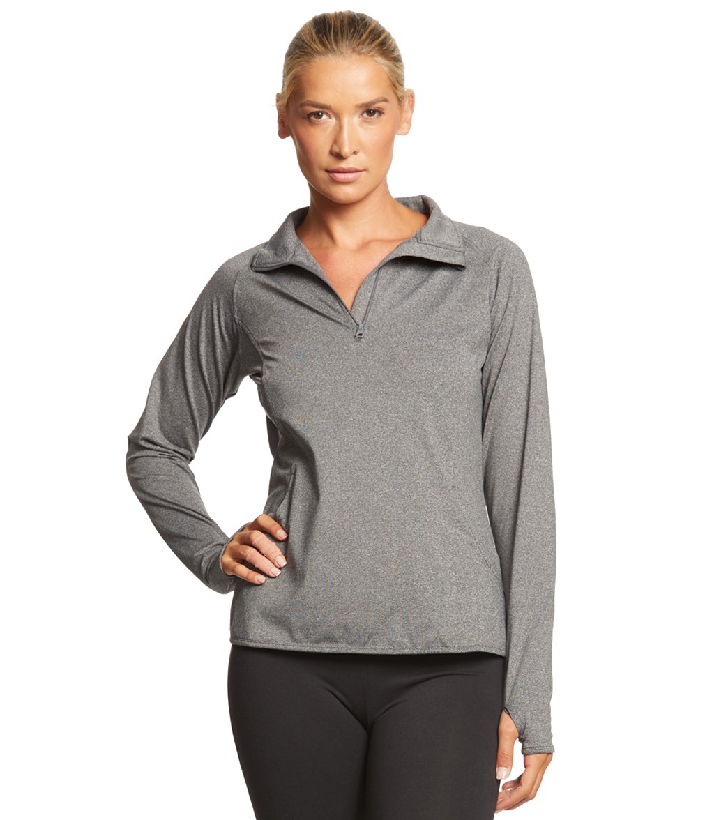 Women's Sport-Tek Sport-Wick Stretch 1/2-Zip Pullover - Charcoal Grey Heather Large Polyester/Spandex - Swimoutlet.com