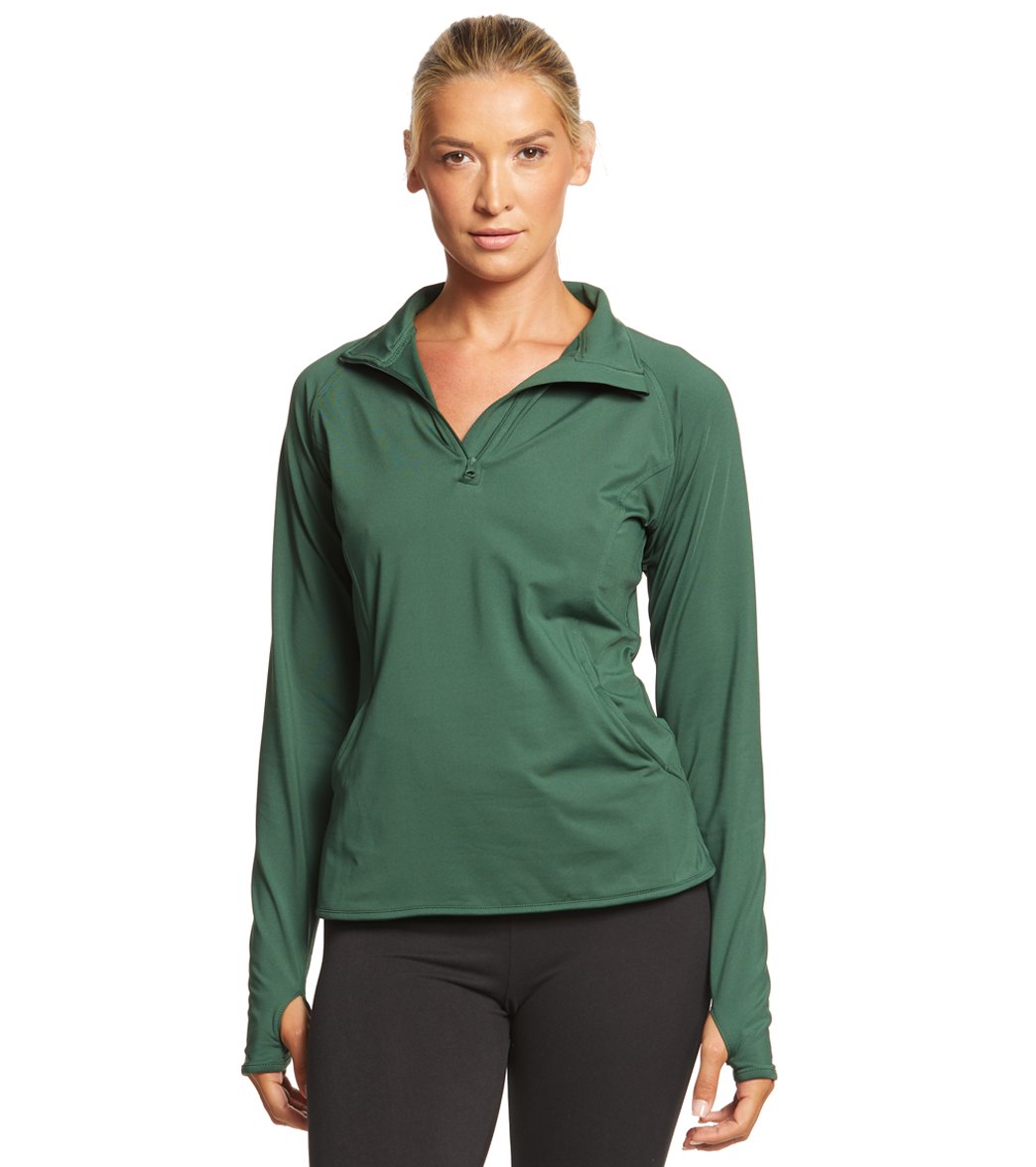 Women's Sport-Tek Sport-Wick Stretch 1/2-Zip Pullover - Forest Green Large Polyester/Spandex - Swimoutlet.com