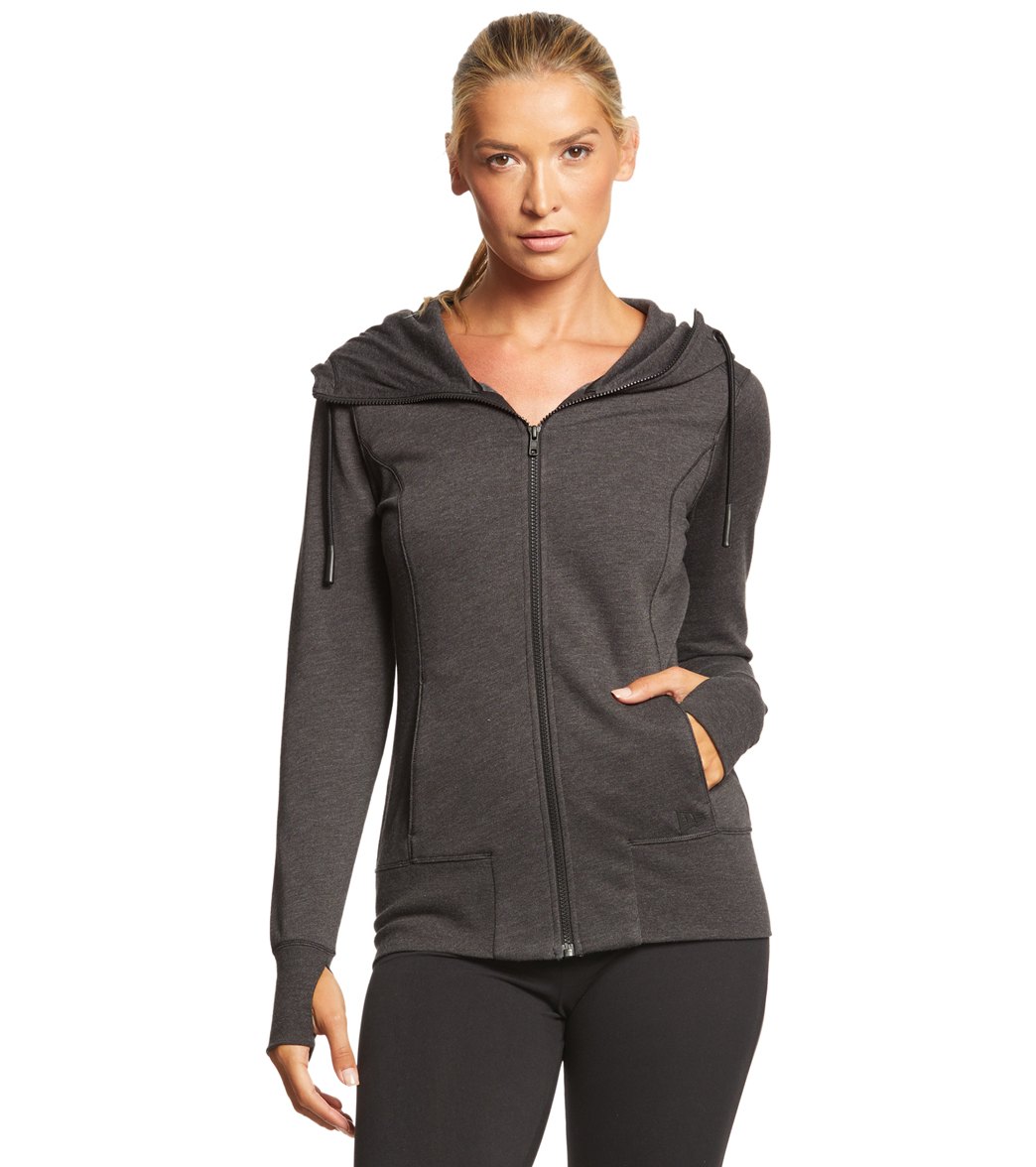 Women's New Era Tri-Blend Fleece Full-Zip Hoodie - Black Heather Large Cotton/Polyesterrayon - Swimoutlet.com