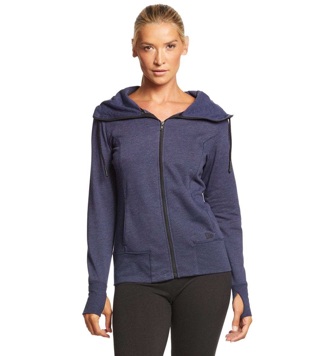 Women's New Era Tri-Blend Fleece Full-Zip Hoodie - True Navy Heather Large Cotton/Polyesterrayon - Swimoutlet.com