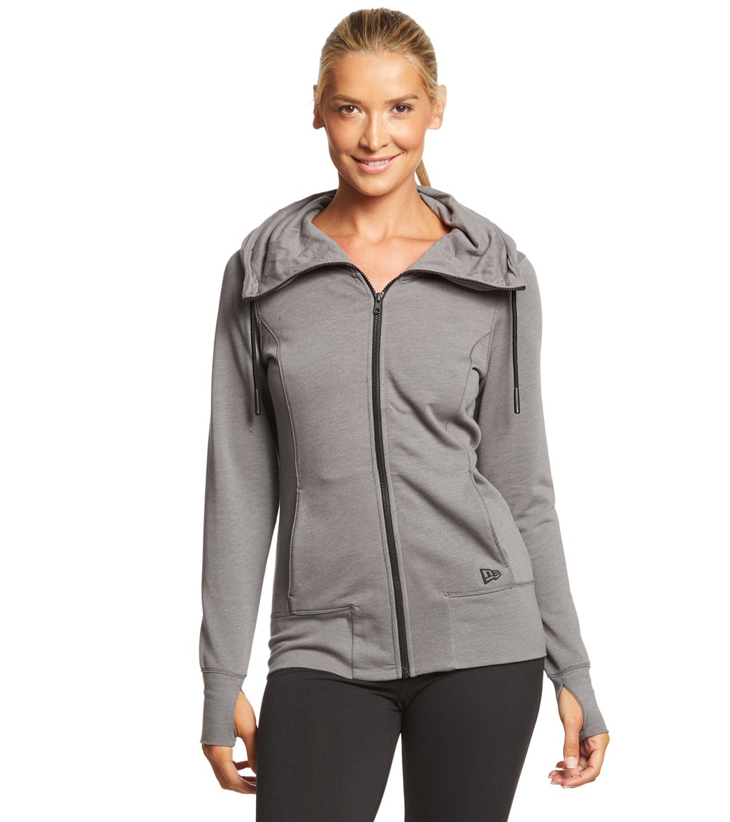 Women's New Era Tri-Blend Fleece Full-Zip Hoodie - Shadow Grey Heather Large Cotton/Polyesterrayon - Swimoutlet.com