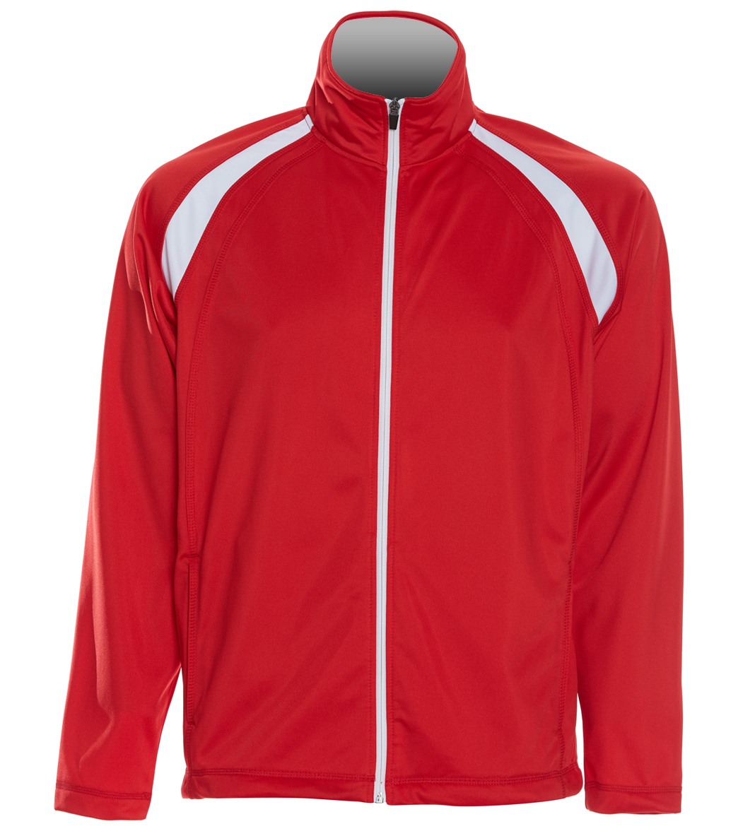 Men's Sport-Tek Tricot Track Jacket - True Red/White Large Polyester - Swimoutlet.com