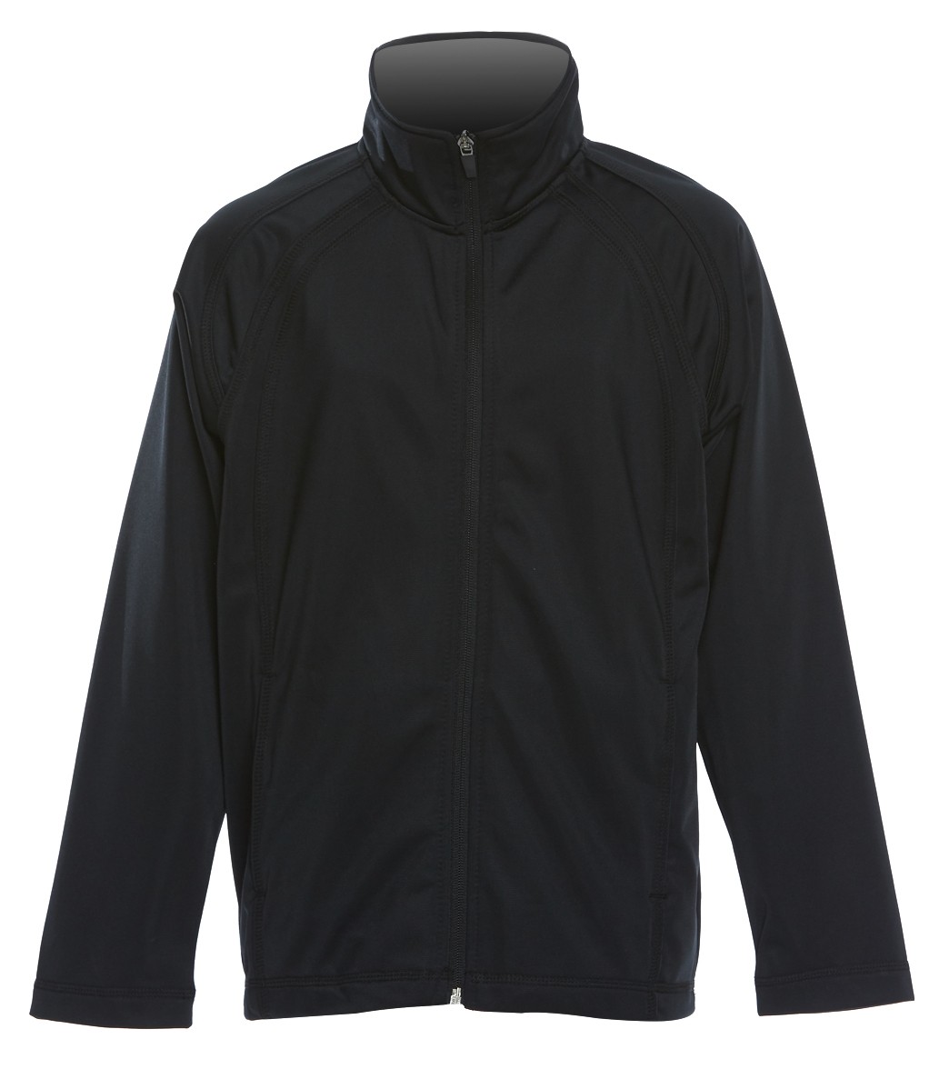 Youth Sport-Tek Tricot Track Jacket - Black/Black Large Polyester - Swimoutlet.com