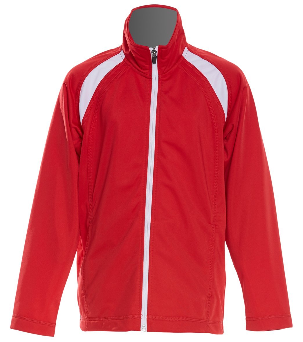 Youth Sport-Tek Tricot Track Jacket - True Red/White Large Polyester - Swimoutlet.com