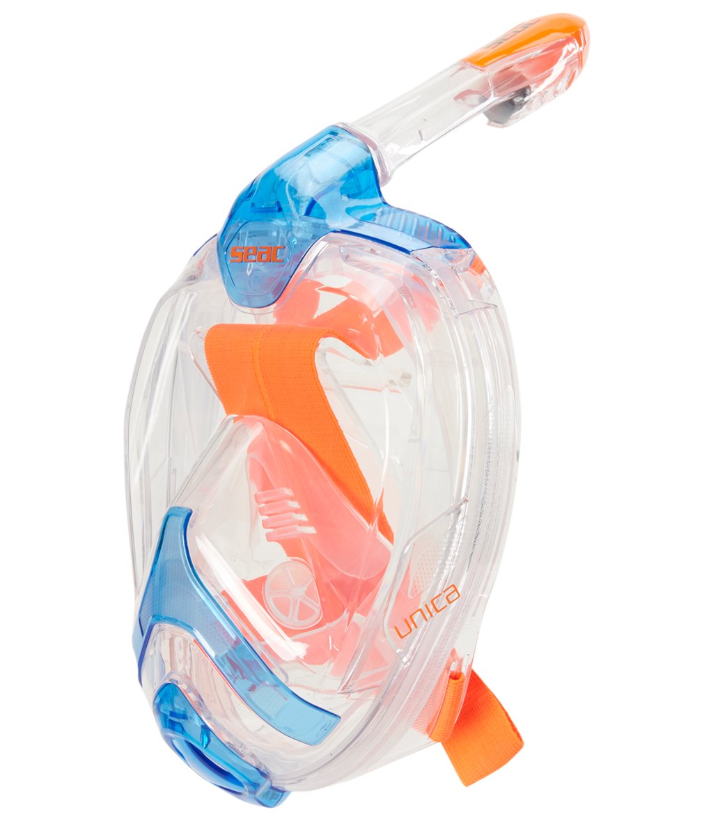 Seac Usa Unica Full Face Snorkeling Mask - Blue/Orange L/Xl - Swimoutlet.com