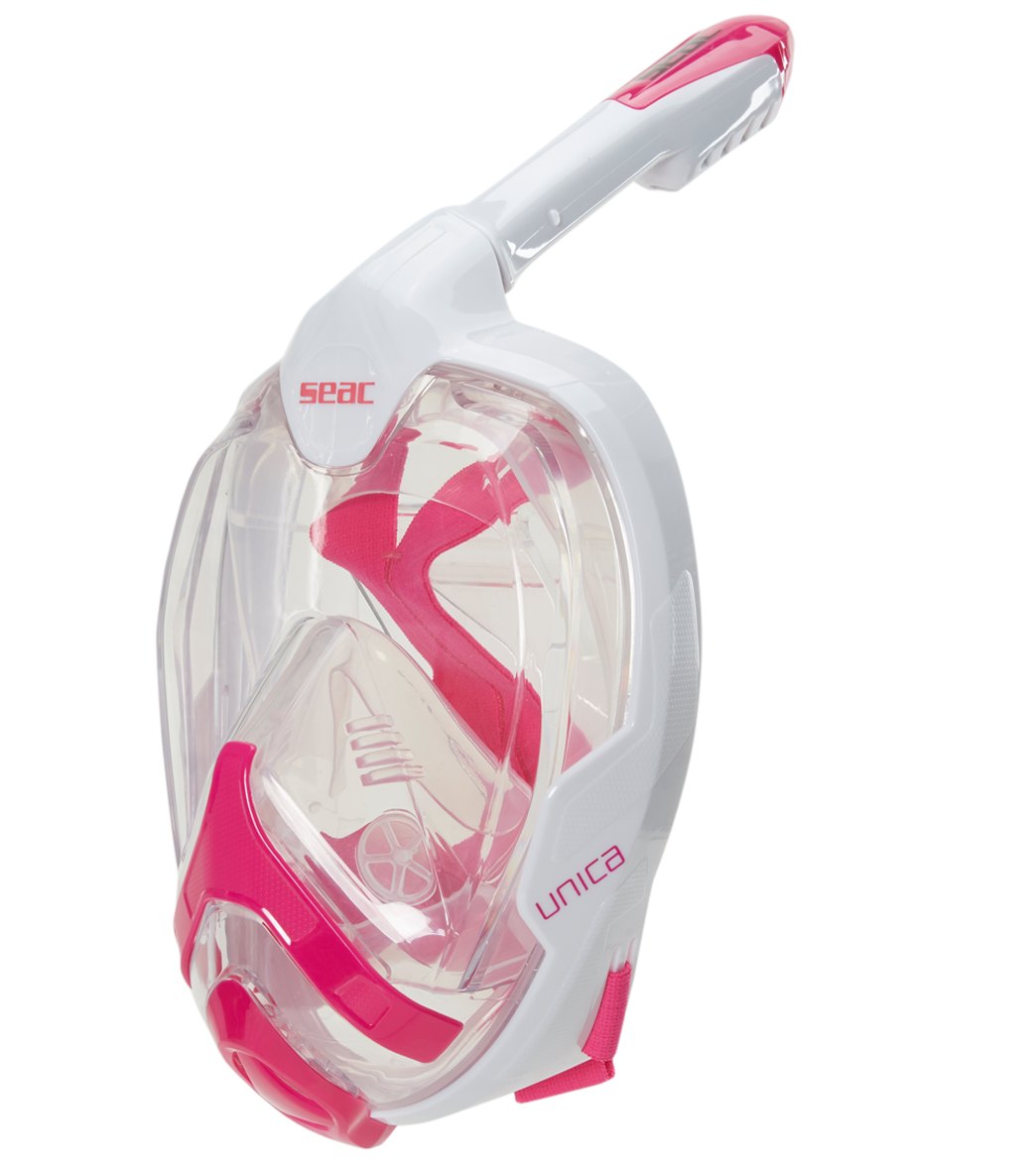 Seac Usa Unica Full Face Snorkeling Mask - White/Pink S/M Size Small/Medium - Swimoutlet.com