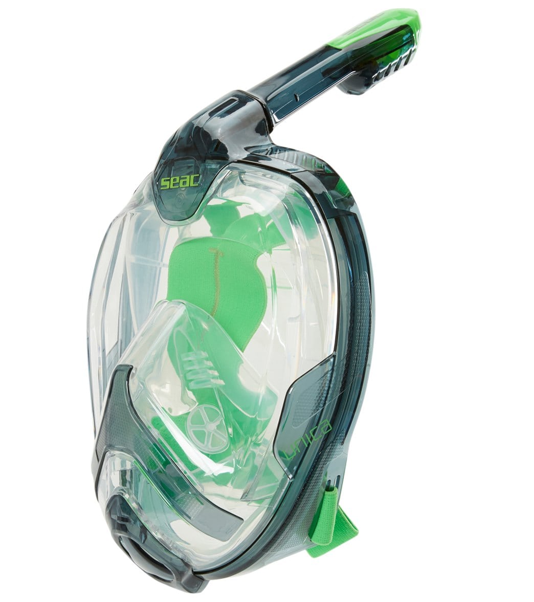 Seac Usa Unica Full Face Snorkeling Mask - Black/Lime L/Xl - Swimoutlet.com