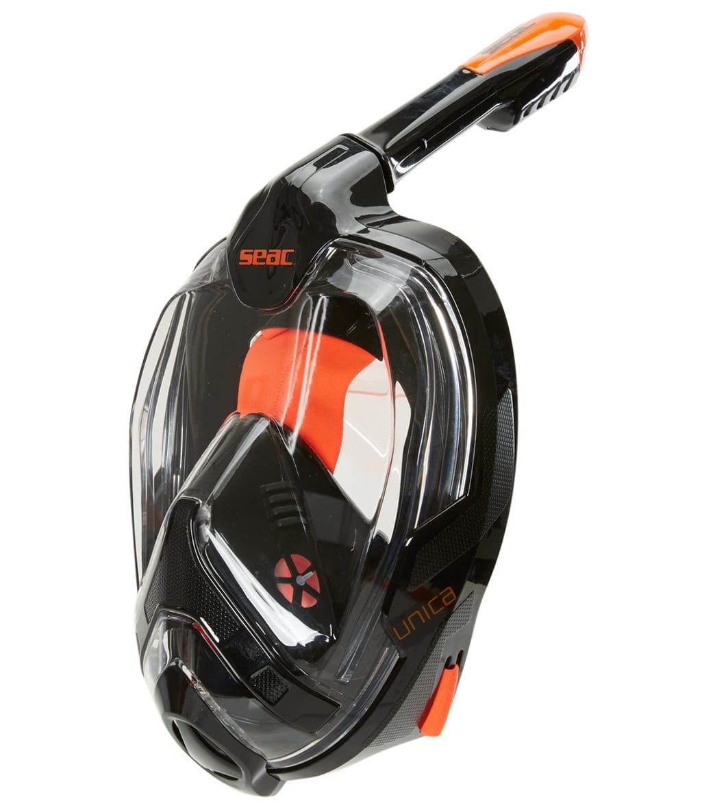 Seac Usa Unica Full Face Snorkeling Mask - Black/Orange L/Xl - Swimoutlet.com