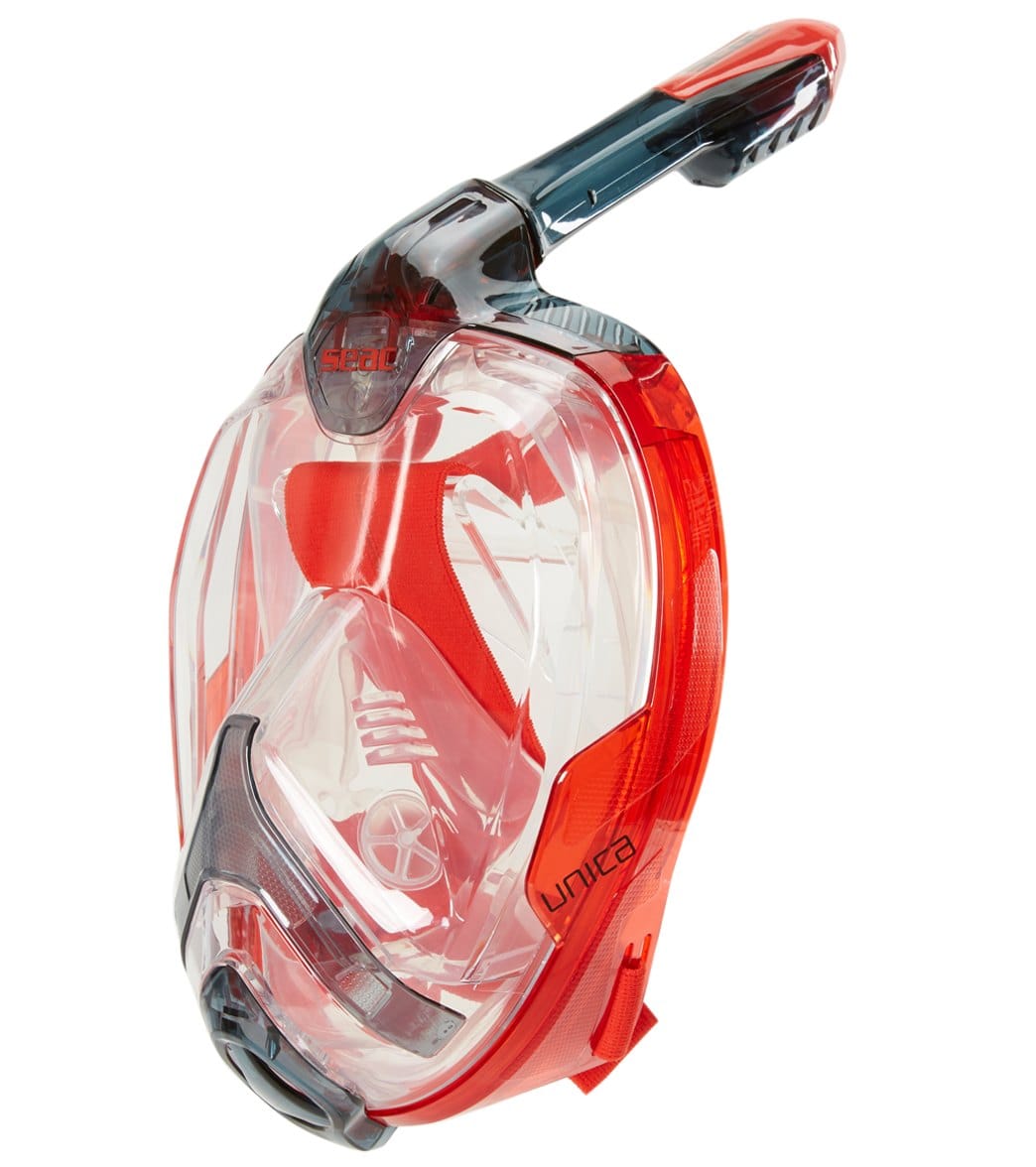 Seac Usa Unica Full Face Snorkeling Mask - Black/Red L/Xl - Swimoutlet.com