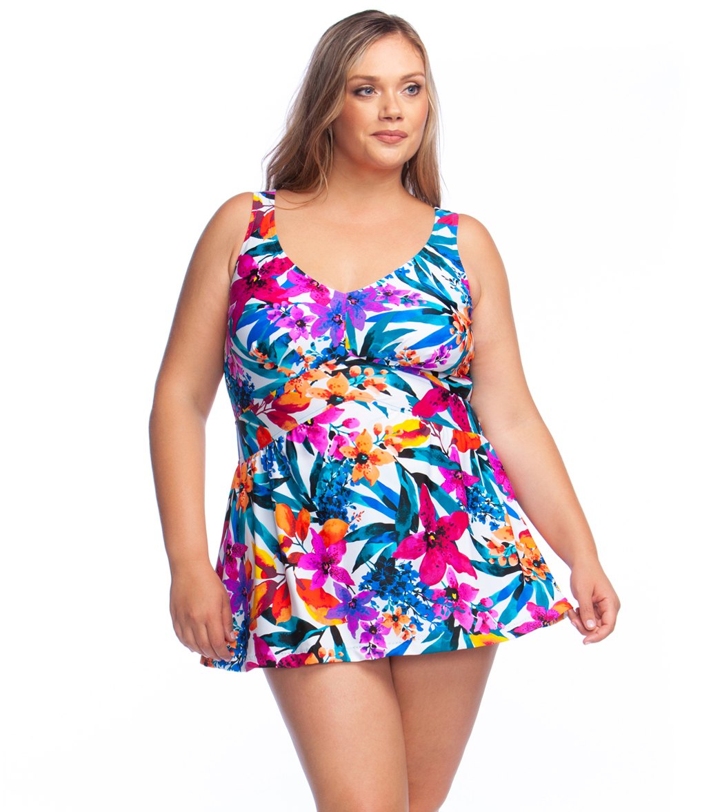 Maxine Plus Size Key West Empire Swim Dress at SwimOutlet.com - Free ...