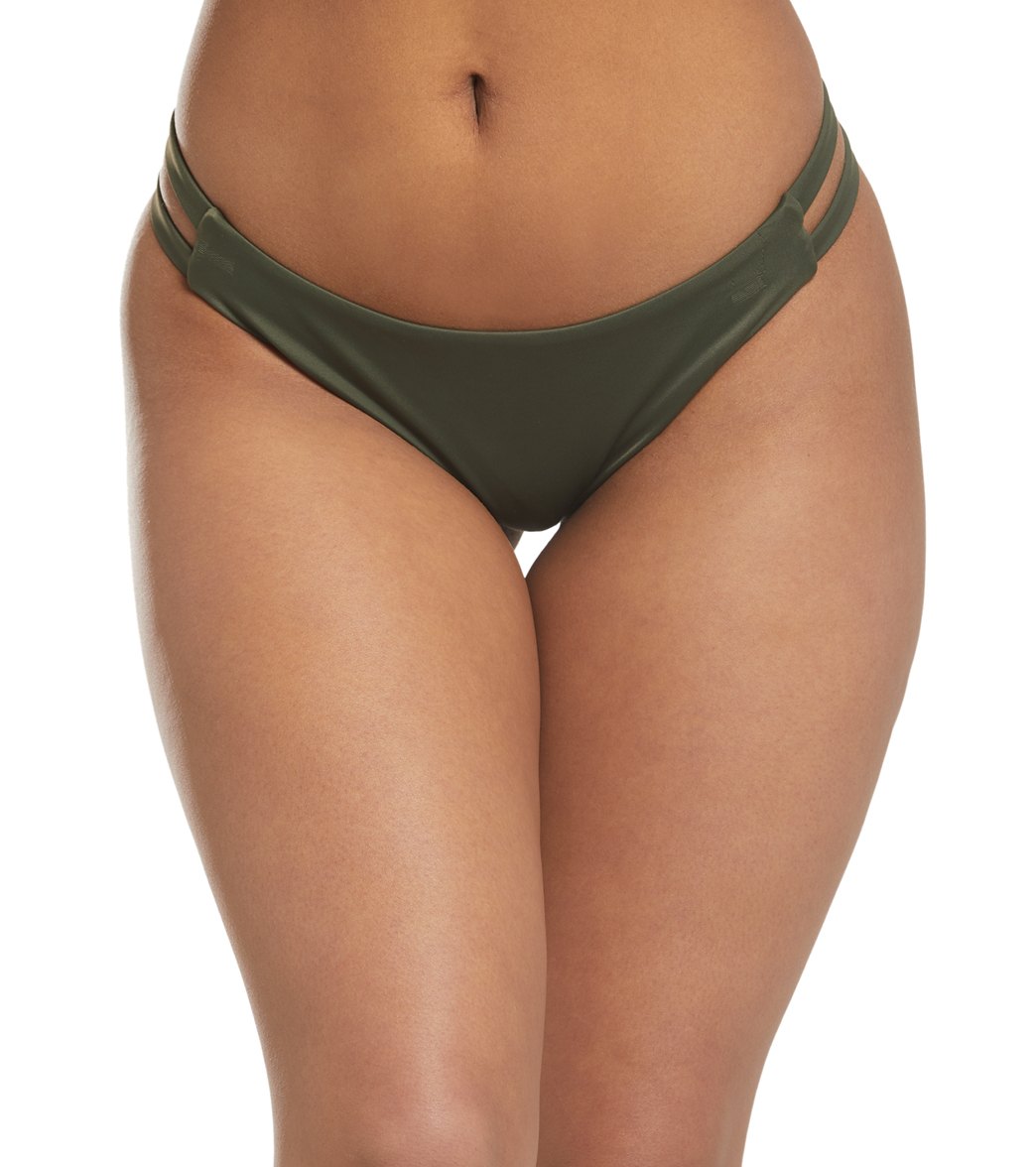Rvca Full Coverage Tab Side Bikini Bottom - Forest Large Elastane/Polyamide - Swimoutlet.com