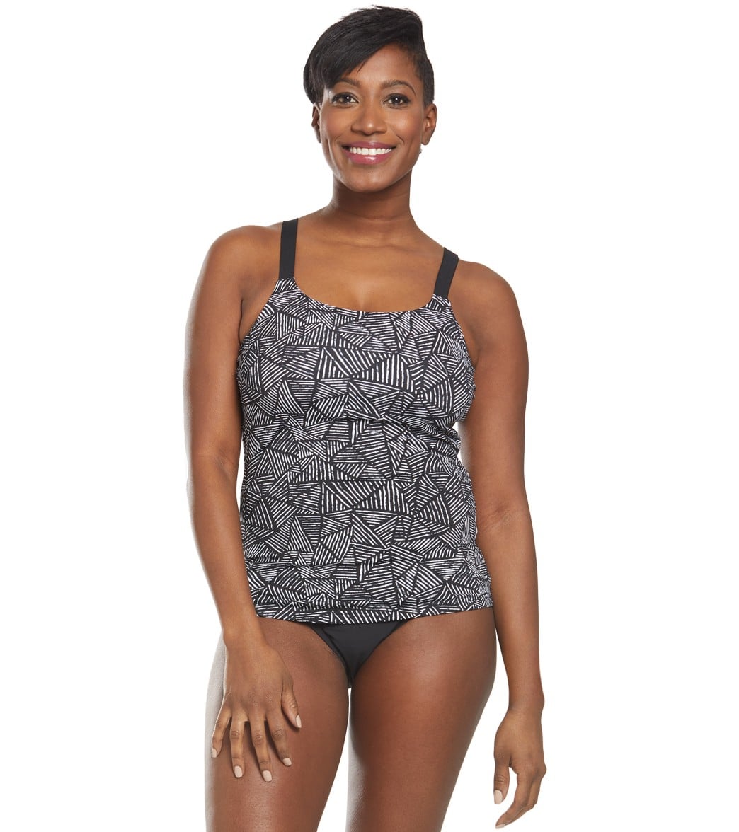 Funkita Women's Black Widow Scoop Neck Tankini Top - White 32 Polyester - Swimoutlet.com