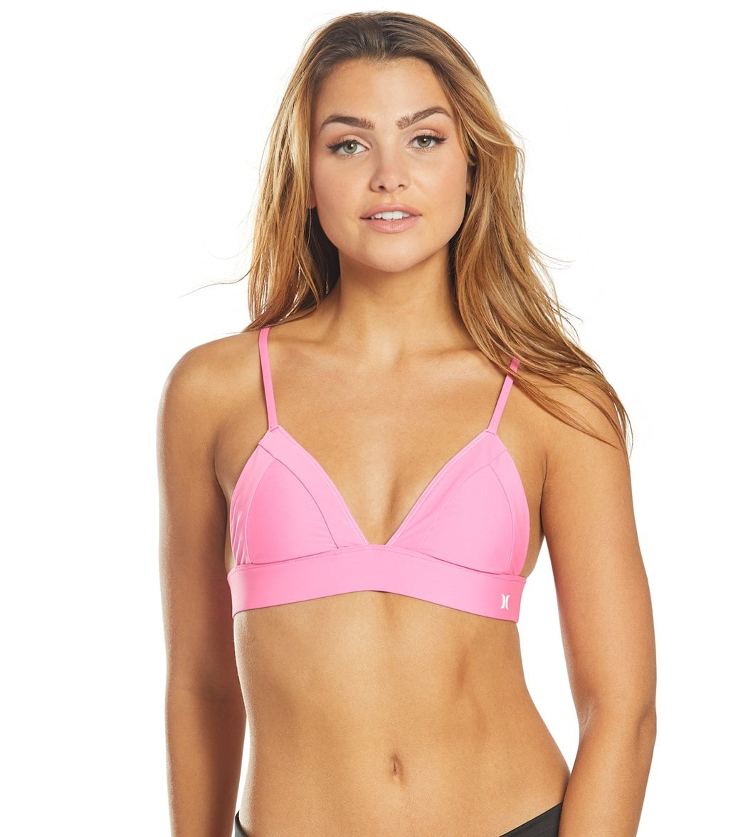 Hurley Women's Quick Dry Bralette Surf Bikini Top - Hyper Pink Large - Swimoutlet.com