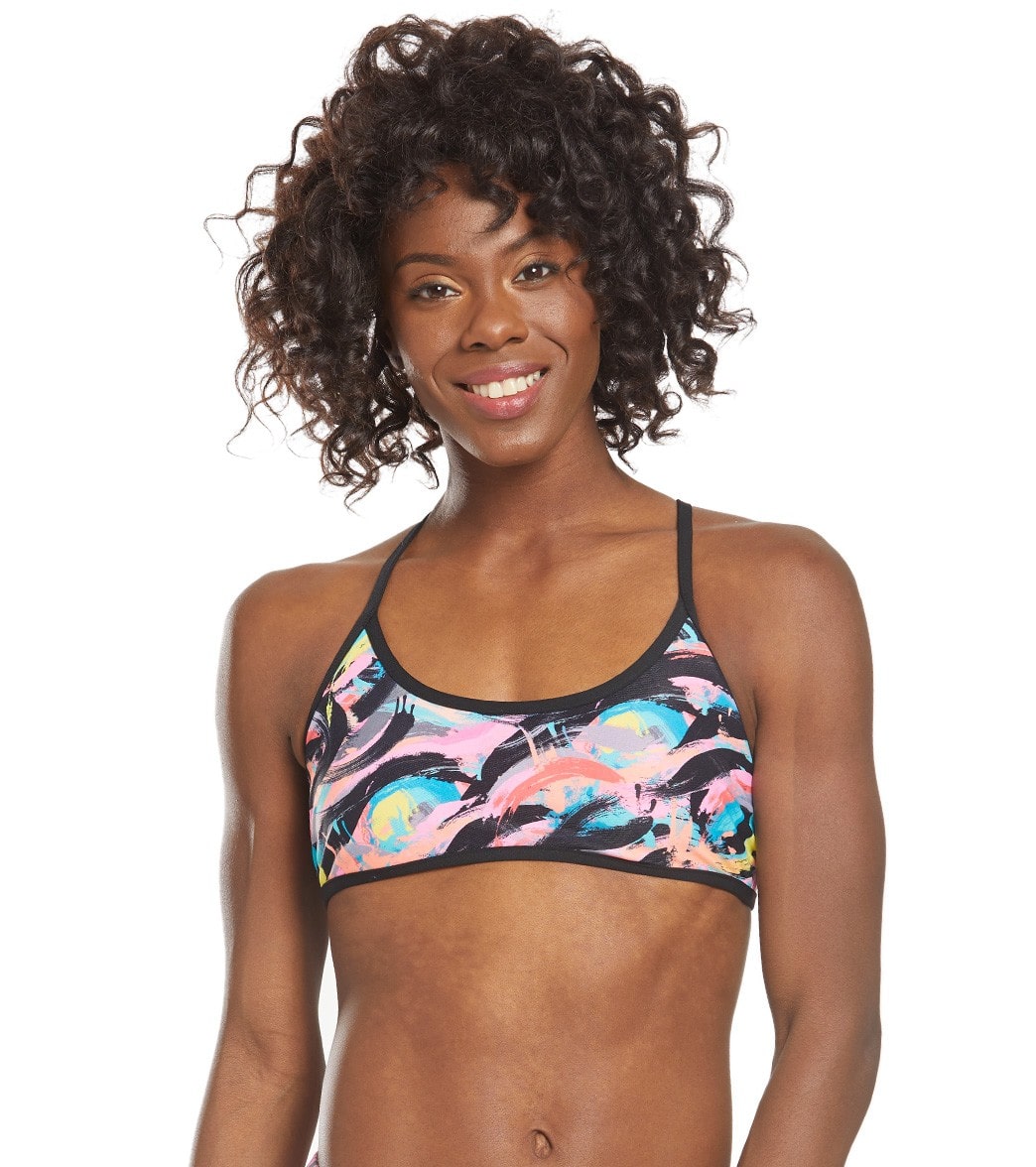 Funkita Women's Crazy Painter Cross Back Tie Bikini Top - Multi 30L Polyester - Swimoutlet.com