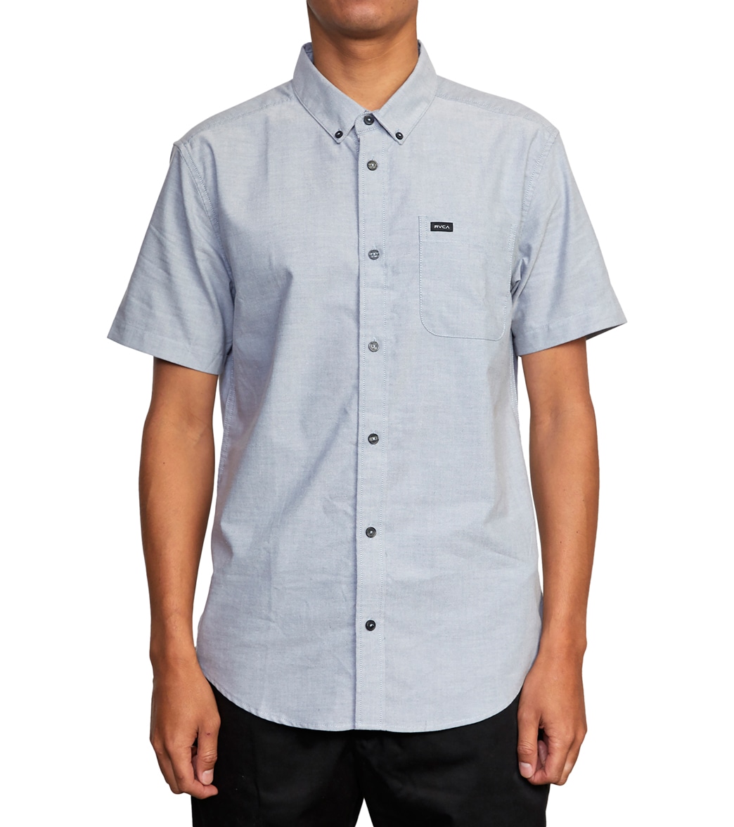 Rvca That'll Do Oxford Stretch Short Sleeve Shirt - Pavement Small Cotton/Polyester - Swimoutlet.com