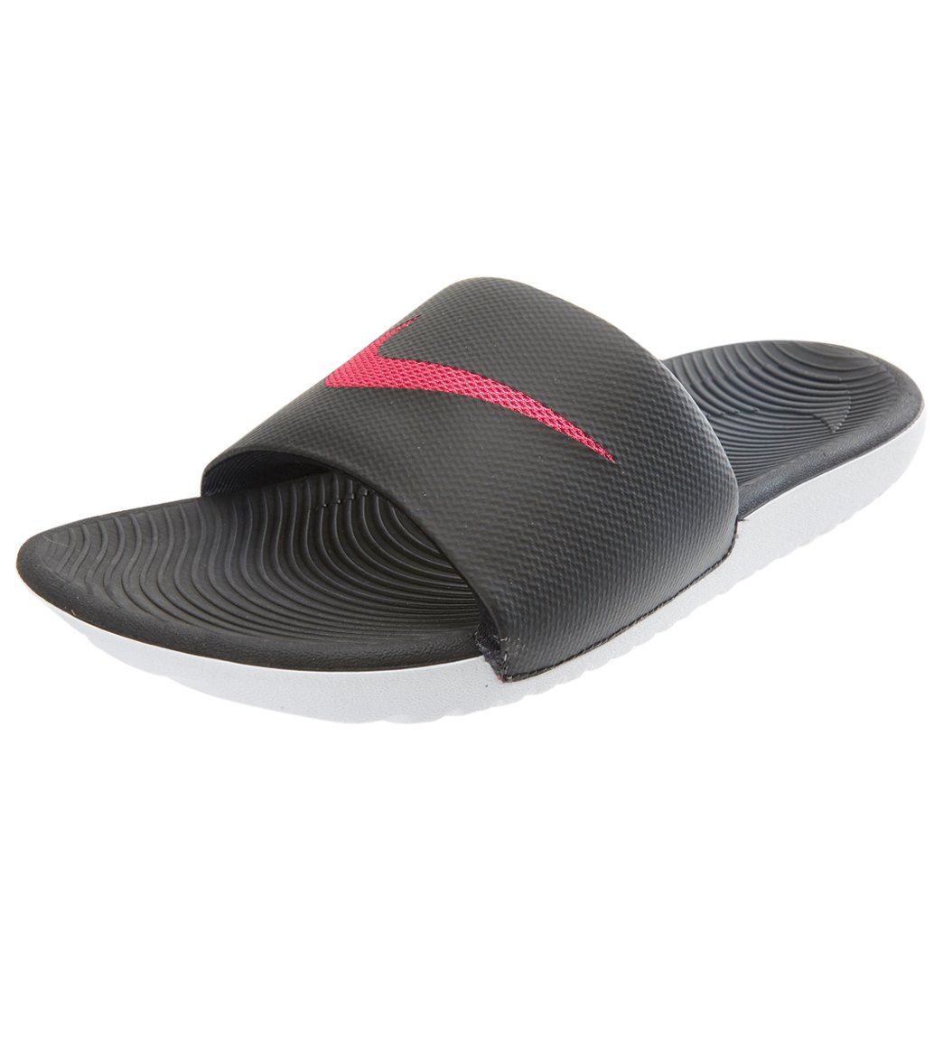 Nike Women's Kawa Slides Sandals - Black/Vivid Pink 5 - Swimoutlet.com