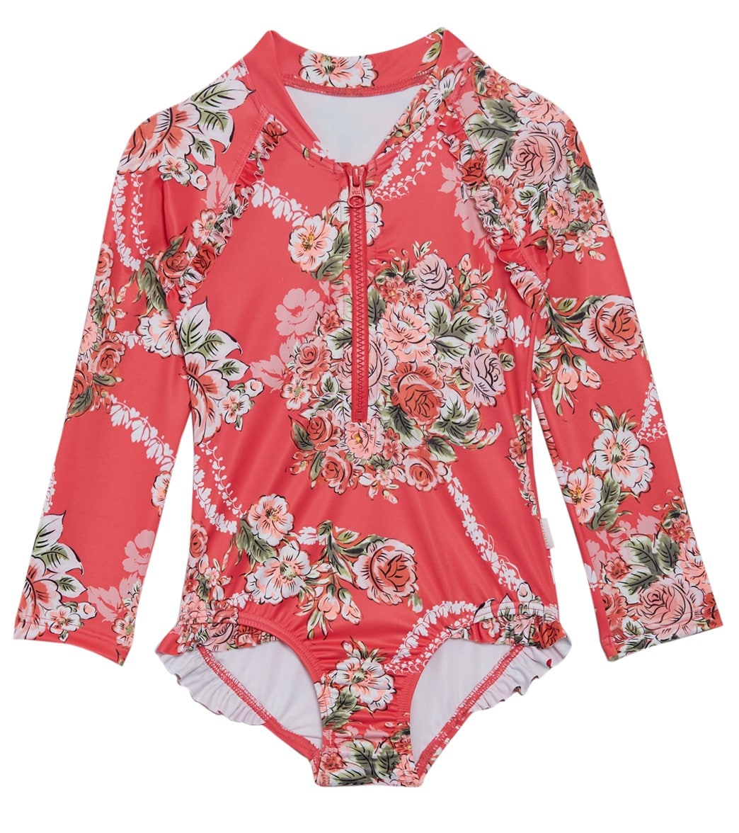 Seafolly Girls' Little Village in Como L/S Surf One Piece Swimsuit ...