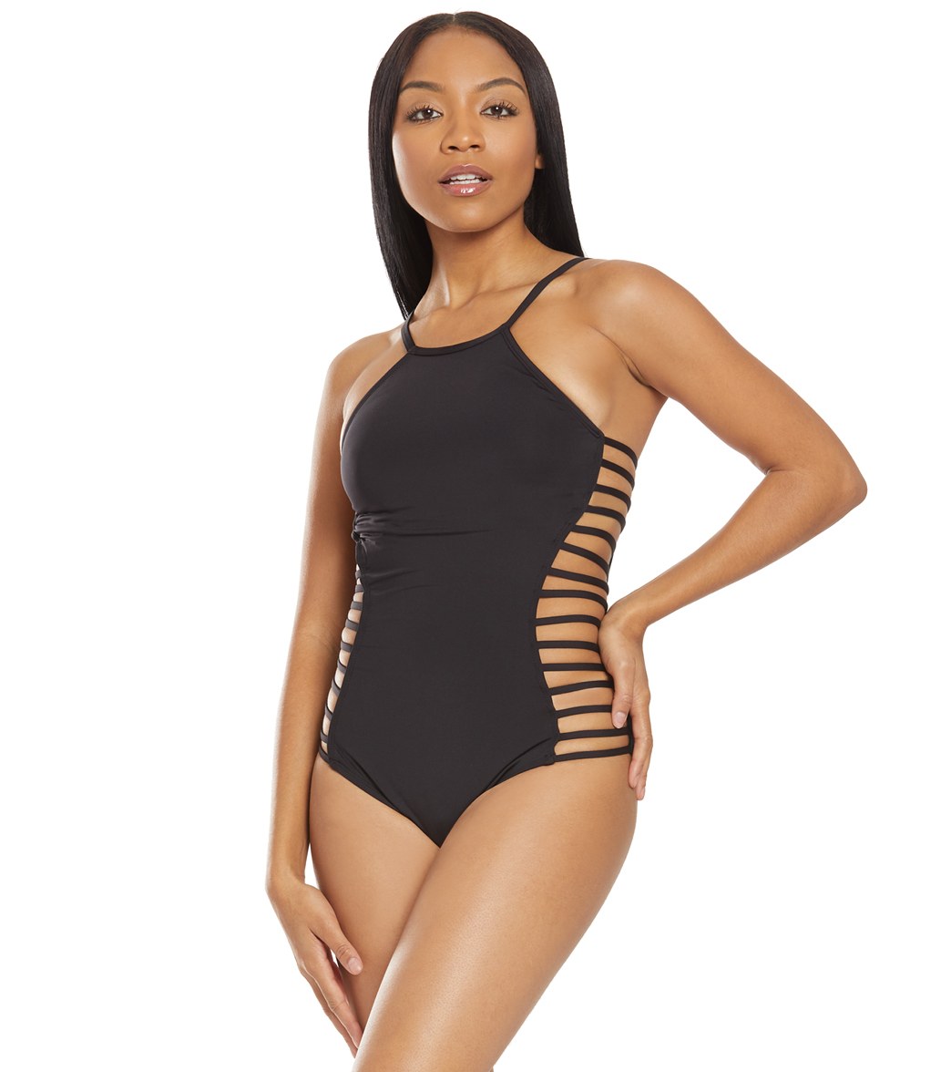 kenneth cole high neck one piece swimsuit