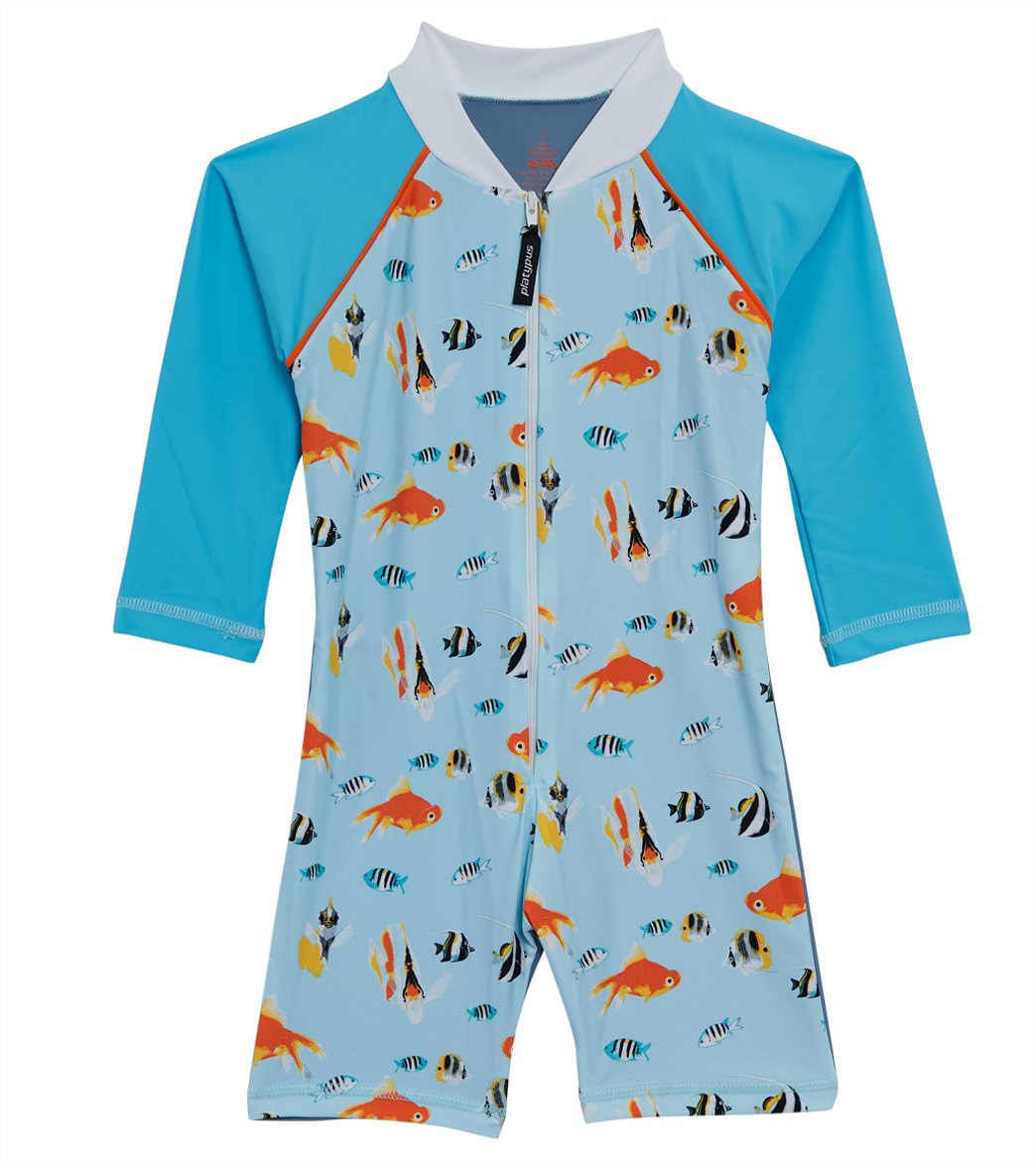Platypus Australia Boys' Aquarium Long Sleeve Sunsuit Baby Toddler - 0 - Swimoutlet.com