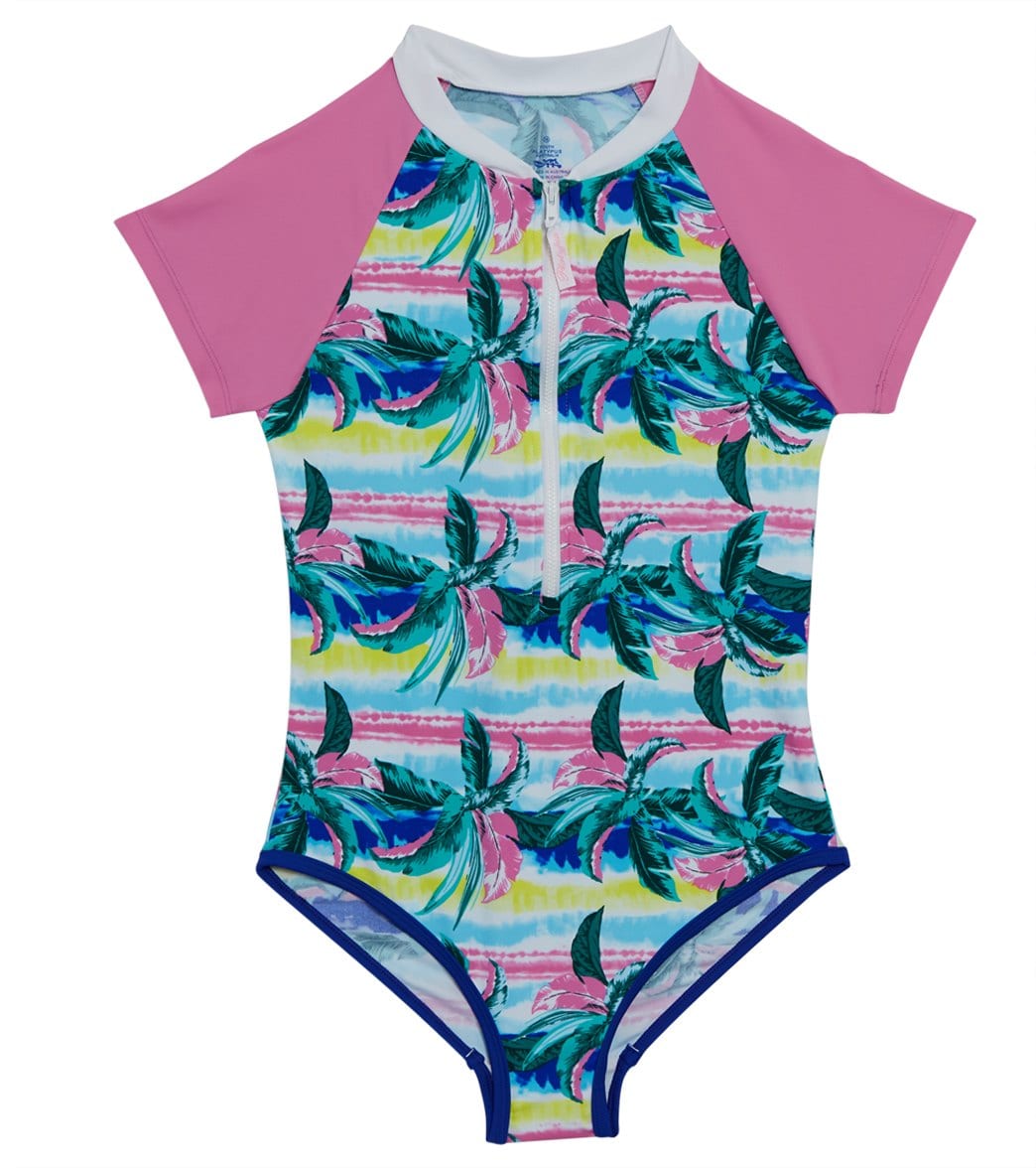 Platypus Australia Girls' Sunrise Cap Sleeve One Piece Swimsuit (Little