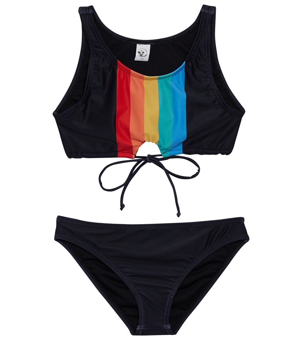 Limeapple Girls' Retro Stripes Jenice Two Piece Bikini Set (Little Kid