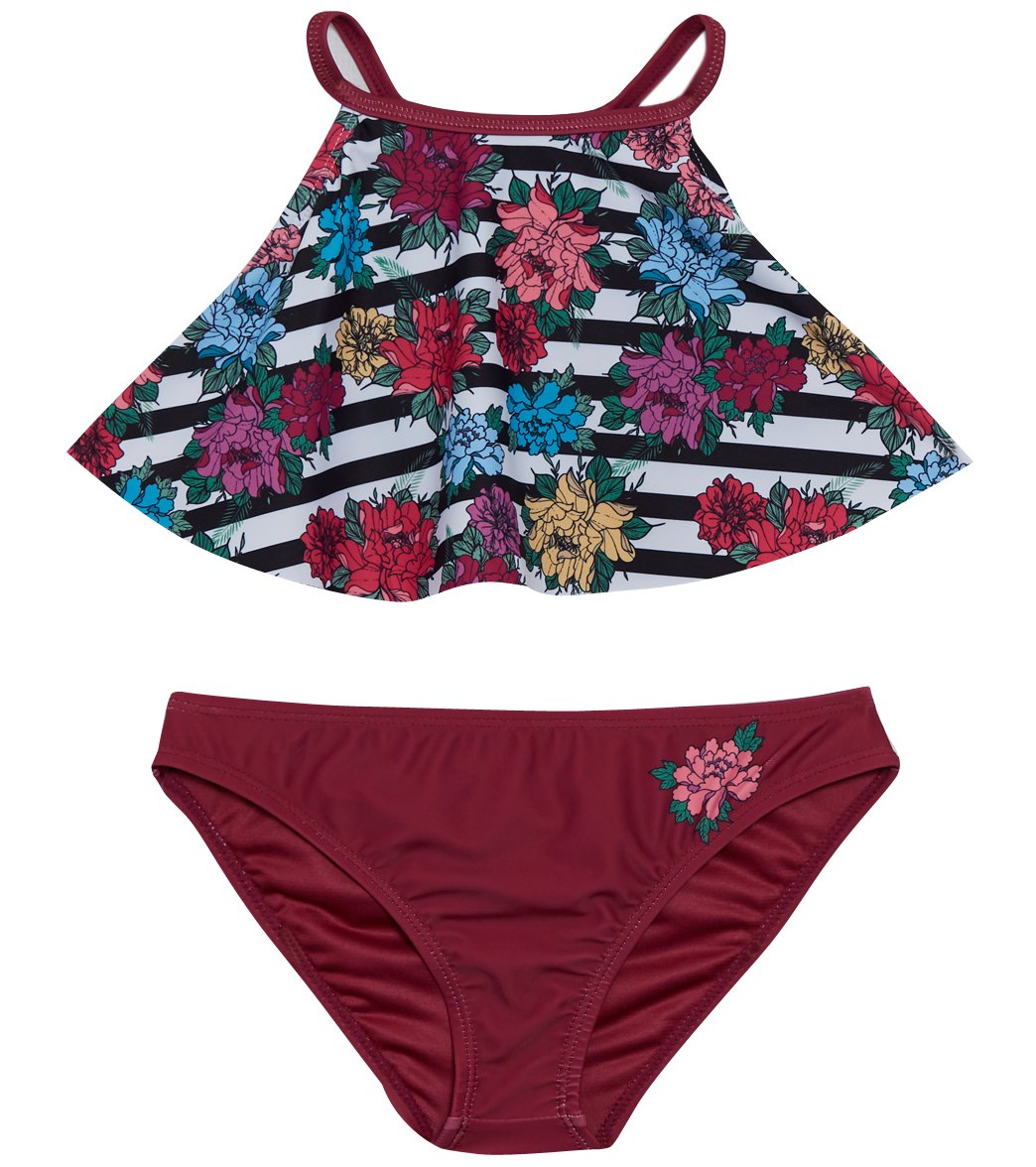 Limeapple Girls' Havana Demi Two Piece Bikini Set - Black/Pink 4 - Swimoutlet.com