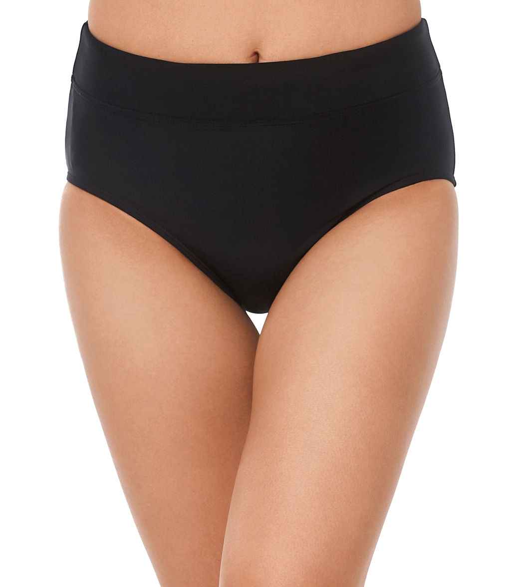 Reebok Women's Pocket Bikini Brief - Black 12 - Swimoutlet.com