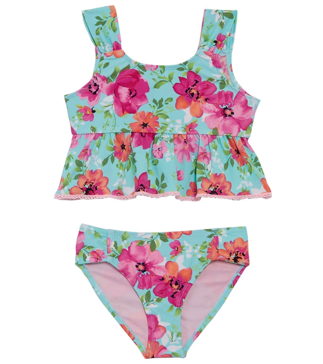 Hula Star Girls' Princess Floral Two Piece Tankini Set (Toddler, Little ...