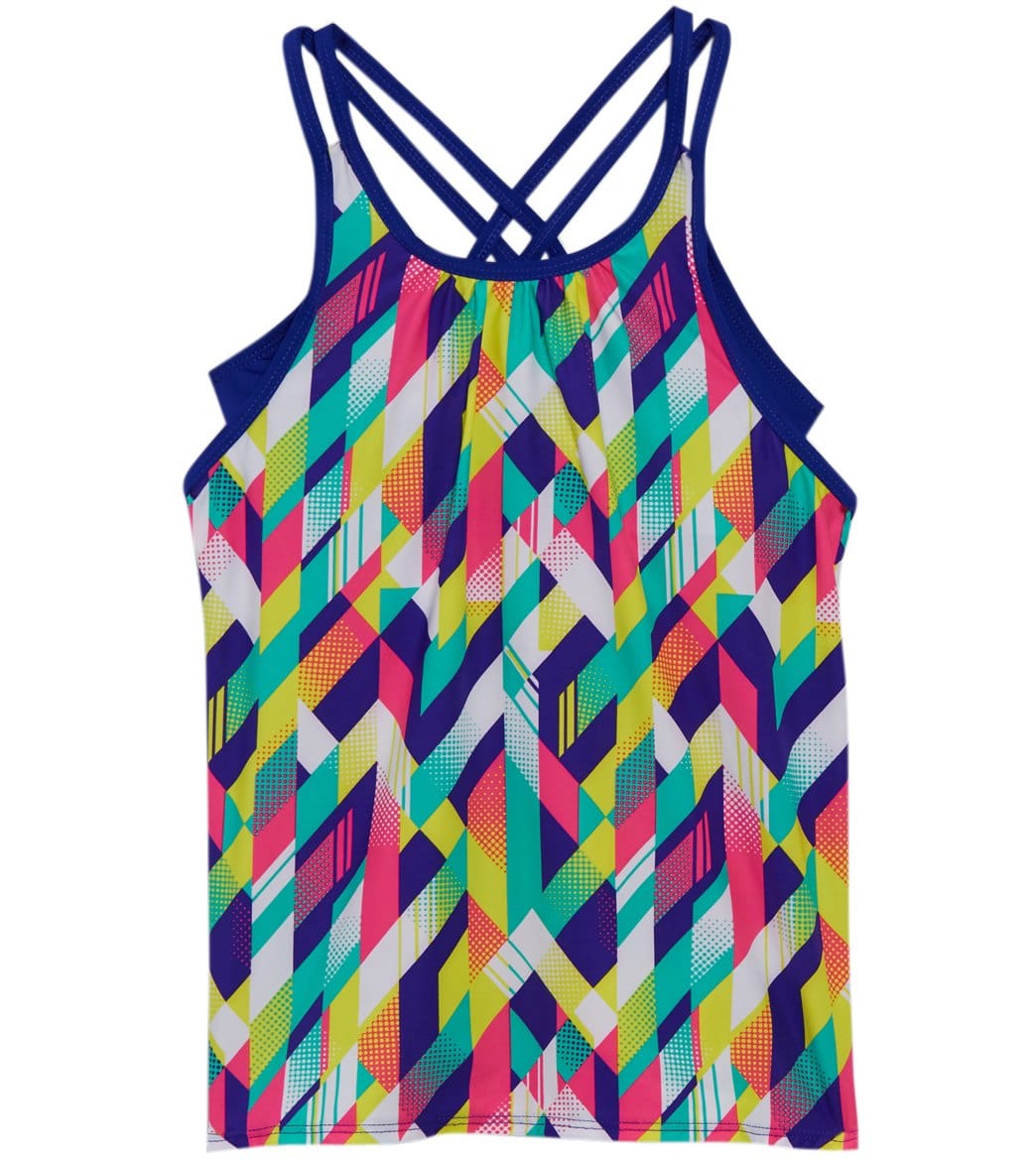 TYR Girls' Paint Party Olivia 2 In 1 Tankini Top Big Kid - Multi Xl 14/16 Polyester/Spandex - Swimoutlet.com