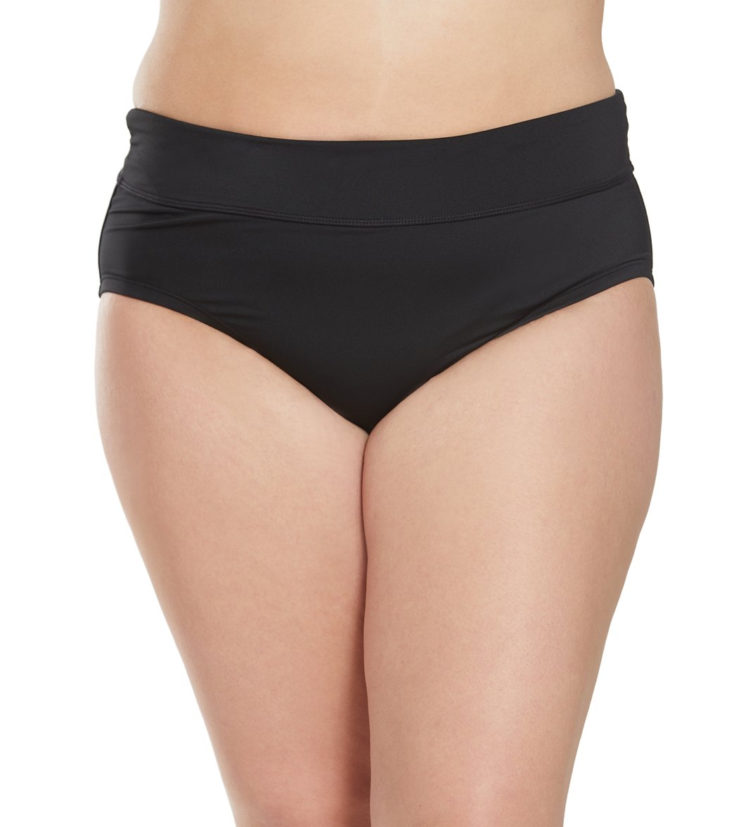 Nike Plus Size Full Bikini Bottom - Black 3X Polyester - Swimoutlet.com