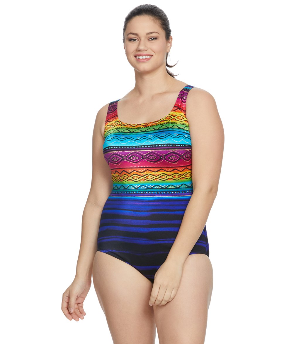 Longitude Plus Size Siesta Key One Piece Swimsuit at