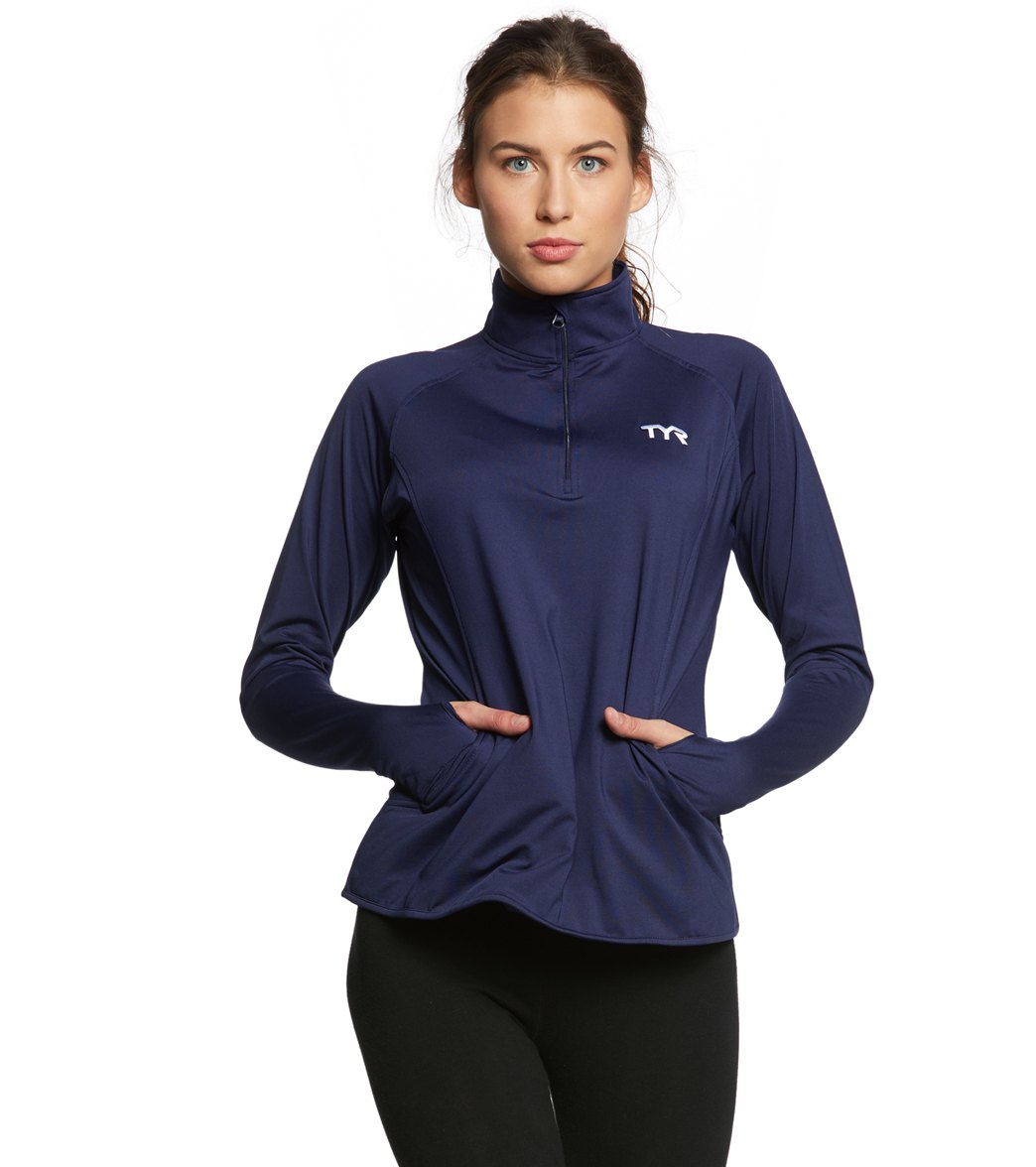 TYR Women's Alliance 1/4 Zip Pullover Warm Up Jacket at SwimOutlet.com ...