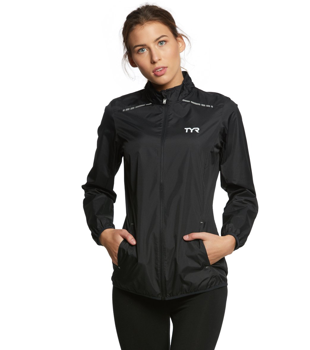 TYR Women's Alliance Windbreaker Jacket - Black Large Polyester - Swimoutlet.com