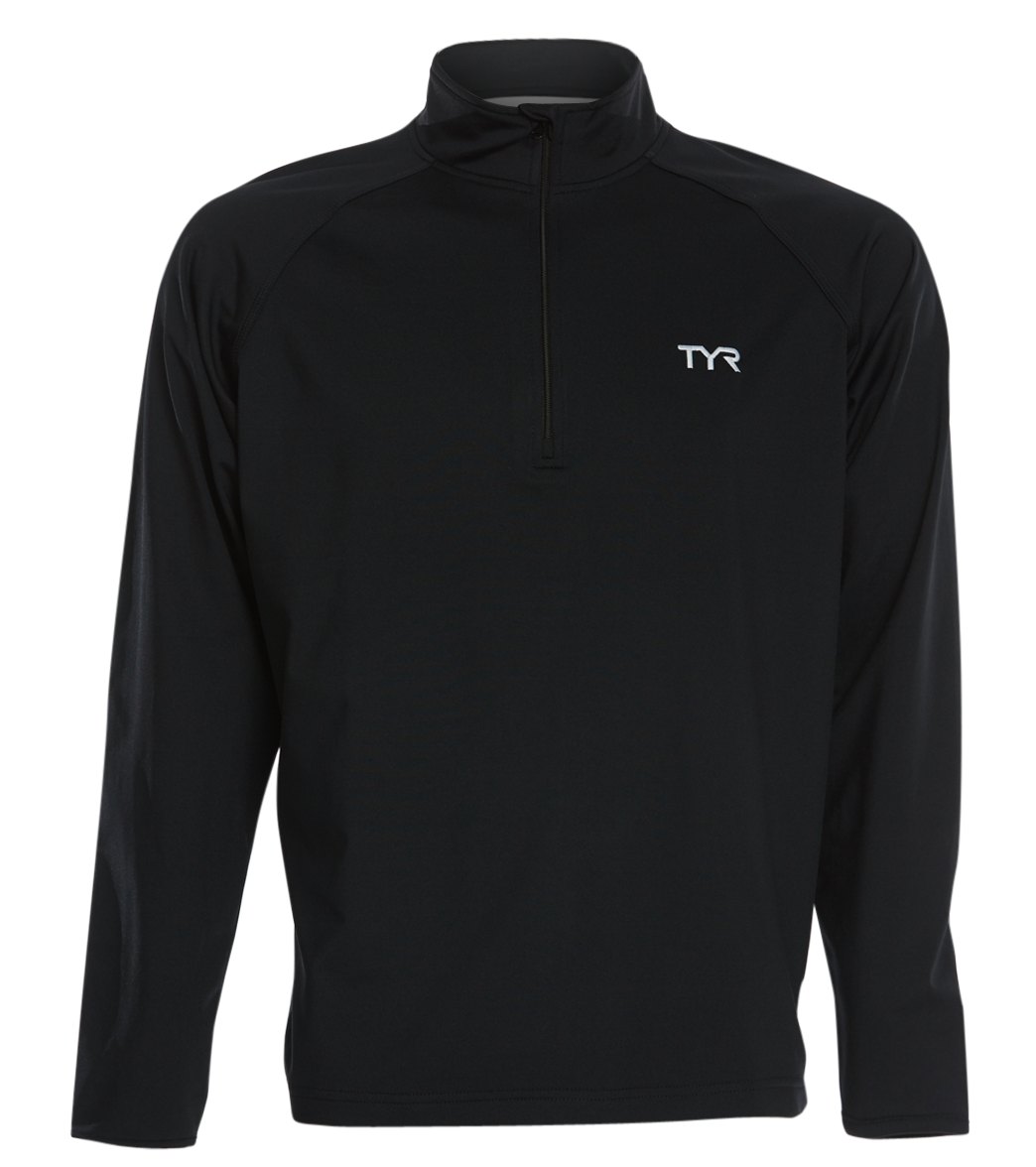 TYR Men's Alliance 1/4 Zip Pullover Jacket - Black Xl Polyester/Spandex - Swimoutlet.com