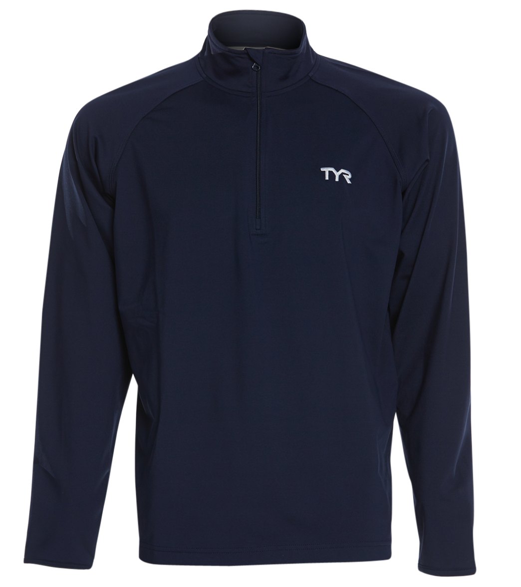 TYR Men's Alliance 1/4 Zip Pullover Jacket - Navy Small Polyester/Spandex - Swimoutlet.com