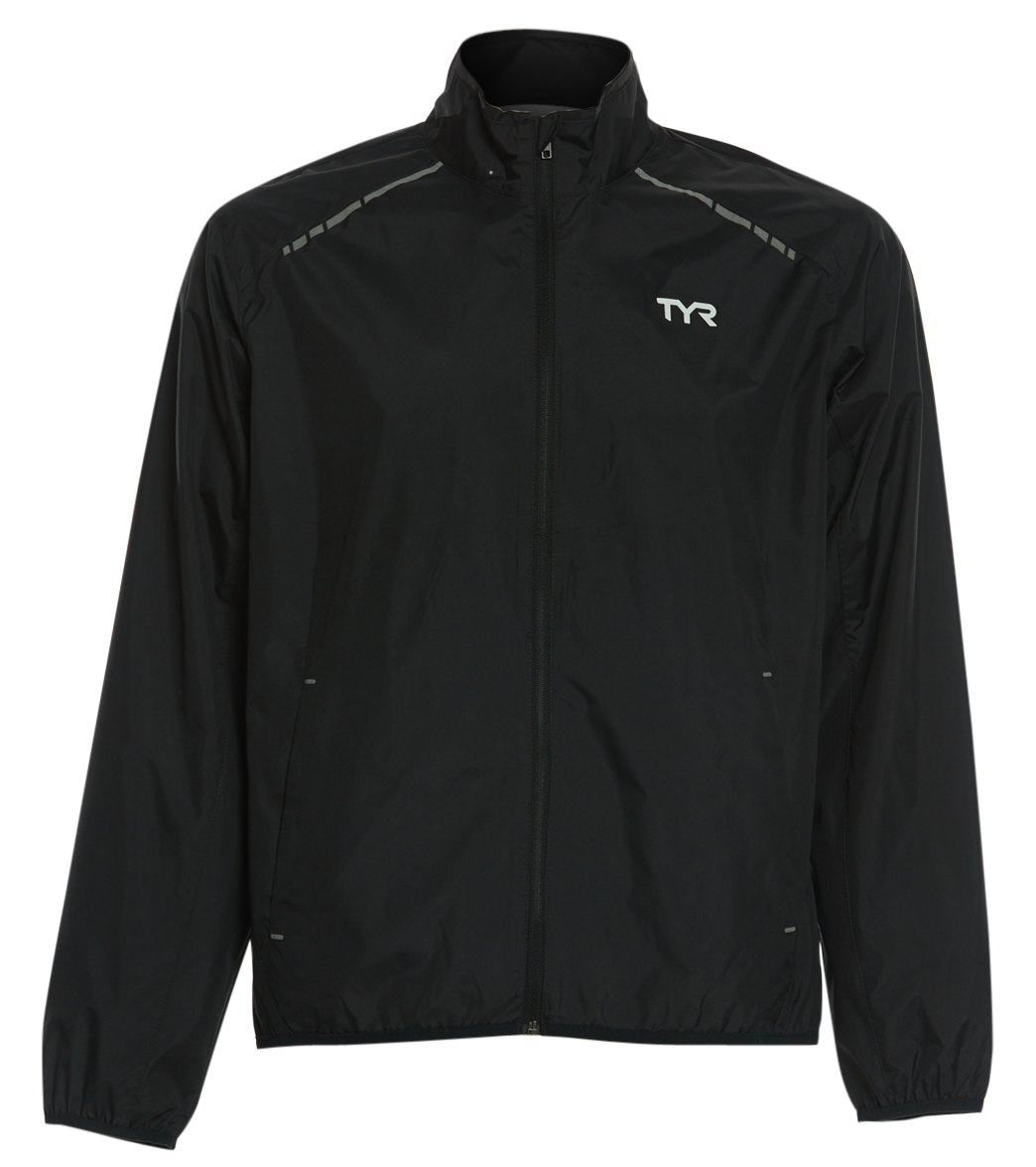 TYR Men's Alliance Windbreaker Jacket - Black Large Polyester - Swimoutlet.com