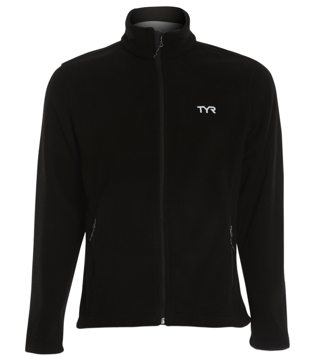 TYR Men's Alliance Polar Fleece Jacket - Black Large Polyester - Swimoutlet.com