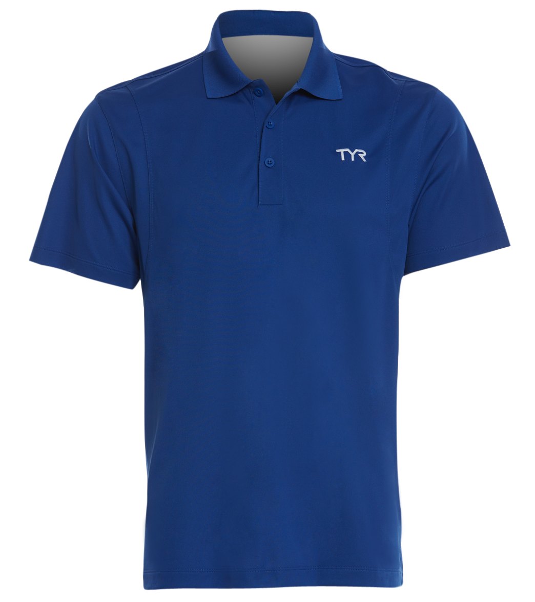 TYR Men's Alliance Tech Polo Shirt - Royal Medium Polyester - Swimoutlet.com
