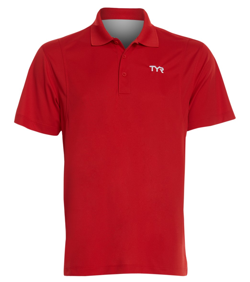 TYR Men's Alliance Tech Polo Shirt - Red Medium Polyester - Swimoutlet.com