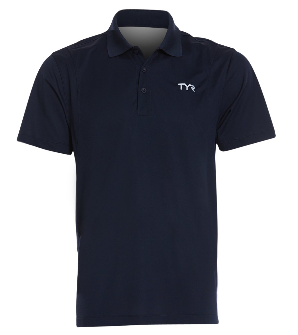 TYR Men's Alliance Tech Polo Shirt - Navy Large Polyester - Swimoutlet.com