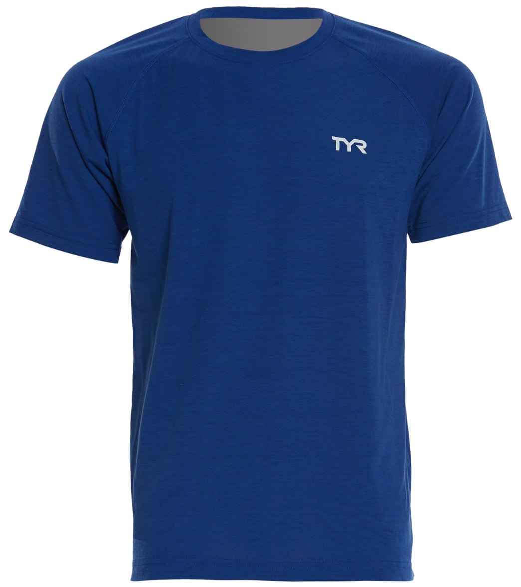 TYR Men's Alliance Tech Tee Shirt - Royal Medium Polyester/Spandex - Swimoutlet.com