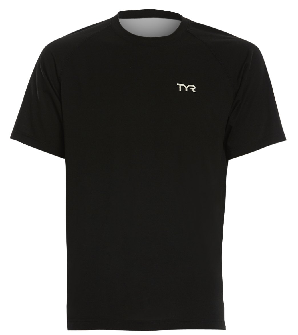 TYR Men's Alliance Tech Tee Shirt - Black Large Polyester/Spandex - Swimoutlet.com