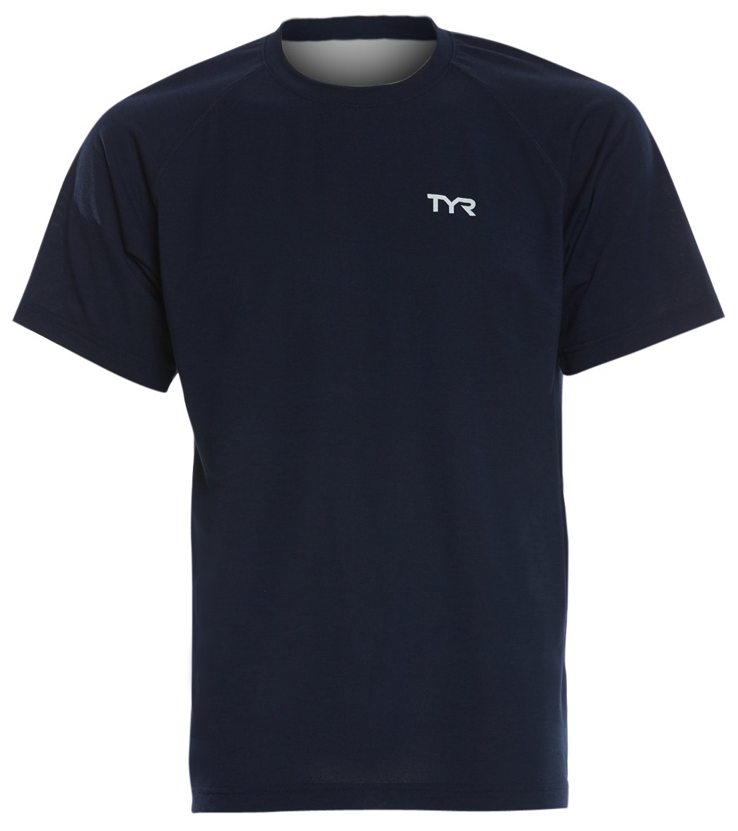 TYR Men's Alliance Tech Tee Shirt - Navy Large Polyester/Spandex - Swimoutlet.com