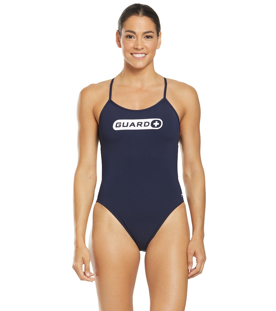 TYR Women's Guard Crosscutfit Tieback One Piece Swimsuit - Navy 26 Polyester - Swimoutlet.com